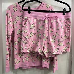 Draper James Pink Magnolia Cotton Sweatshirt and Shorts Set